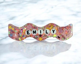 Personalized Girls Hair Barrette Custom Birthday Gift Flower Girl Name Accessory Kids Present
