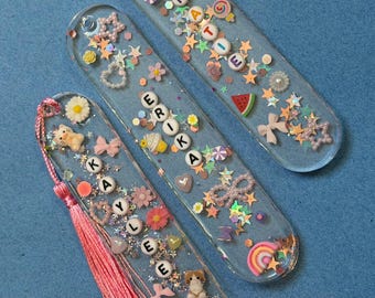 Personalized Resin Bookmark Custom Name Glitter Teacher Gift Reading Accessory Book Lover Present