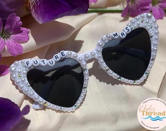 Custom Heart Sunglasses – Pearl & Rhinestone Bridal Party Sunnies