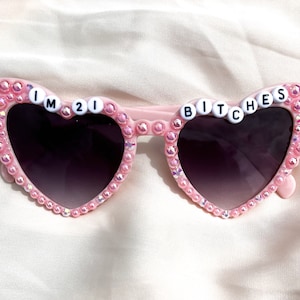 Custom Pearl Heart Sunglasses: Birthday Girl Party Favors