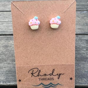 Fun Birthday Cupcake Earrings. Vanilla Sprinkle Cupcake Earrings, Cute Cupcake Birthday Gift for Girls