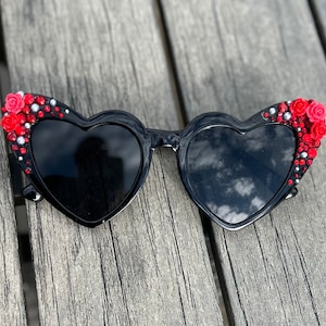 Heart Shaped Pinup Sunglasses Bride Sunglasses - Custom Bridal Sunglasses For Bachelorette Party Birthday Party Alternative Bride