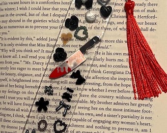 Murder Mystery Bookmark: Handmade Resin Knife, Gothic Charm