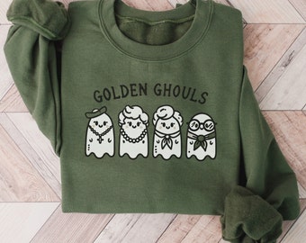 Retro Golden Ghouls Sweatshirt: Halloween Ghost Sweater
