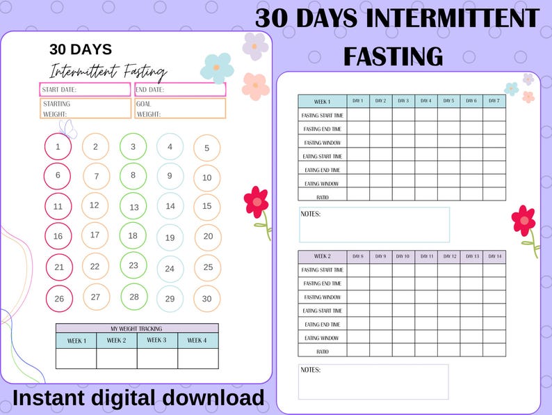 Intermittent Fasting Tracker | Intermittent Fasting Planner | Printable - Mastering A Fasting Lifestyle In 30 Days