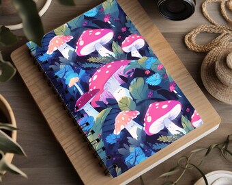 Happy Jungle Mushrooms Blanket, Mushroom Gift,  Fungi Notebook, Plant Boho Diary, Mushroom Gift, Sketchbook Journal