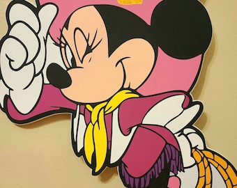 Cowgirl mouse standee/ mouse character prop/ party cutouts/party props/party decorations/standing props/party cutouts custom orders