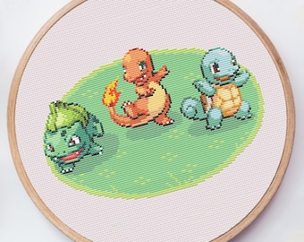 Pokémon Starters Generation 1 Evo Line Cross Stitch Pattern - Etsy