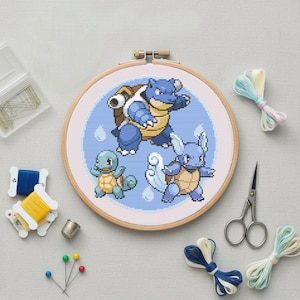 Patrón de punto de cruz de la línea Evo de Pokémon Starters Generación 1 - PDF