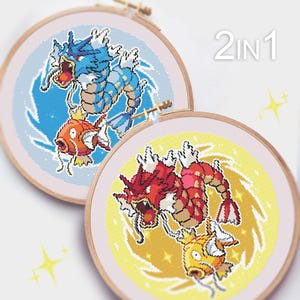 Magikarp&Gyarados Cross stitch pattern