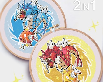Magikarp&Gyarados Cross stitch pattern