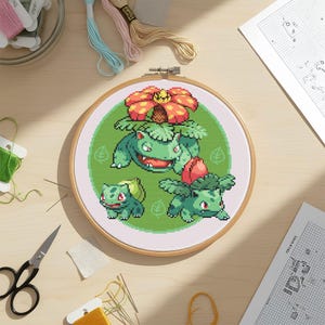 Pokémon Starters Generation 1  Evo line Cross Stitch Pattern -  PDF