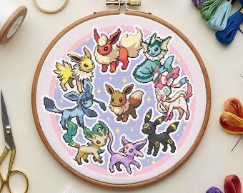 Eeveelutions Cross stitch pattern