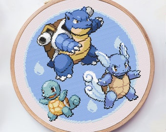 Pokémon Starters Generation 1 Evo Line Cross Stitch Pattern - Etsy