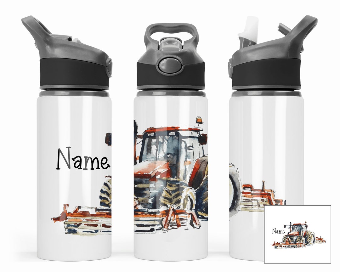 Red Tractor Water Bottle Personalised Water Bottle Etsy