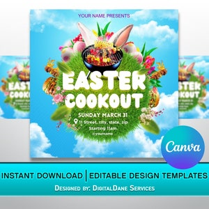 Easter Cookout Flyer: Editable Canva Design Template (Digital Download)