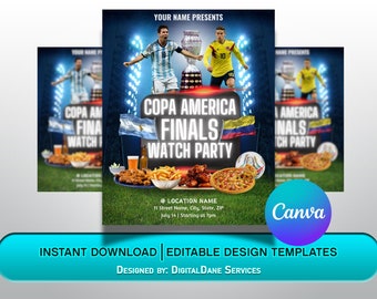 Flyer para a festa de encerramento da Copa América: modelo faça você mesmo para o Canva (download digital)