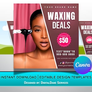 Waxing Deals Flyer / Wax Booking Flyer / Body Wax Booking Flyer / Spa Wax Flyer / Body spa Waxing flyer / DIY Canva Editable Design Template