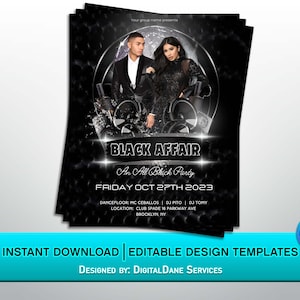 Black Affair Flyer, Editable Party Flyer,  Instagram Post Flyer, Social Media Flyer, Diy All Black Party Flyer