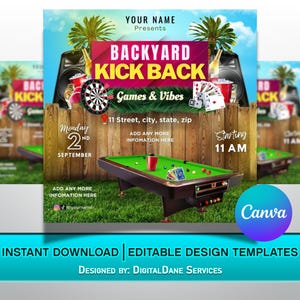 Backyard KickBack Flyer / Games & Vibes Flyer / Outdoor Event Flyer / DIY Canva Editable Design Template / Social media sized