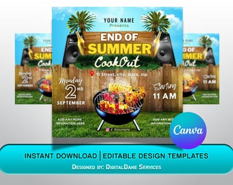Summer Cookout Flyer: DIY Canva Editable Template (Digital Download)