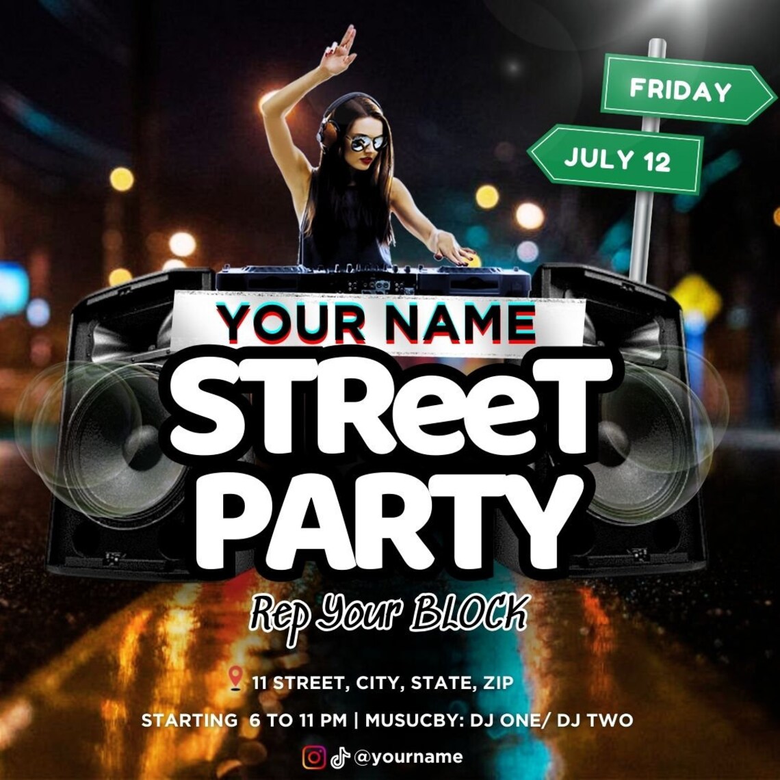 Street Party Flyer / Block Party Flyer / DIY Editable Canva Design