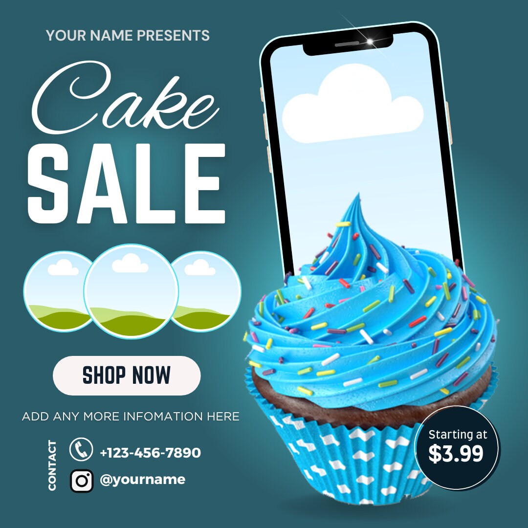 Cake Sale Flyer / DIY Editable Canva Design Template / Cake Bakery AD ...