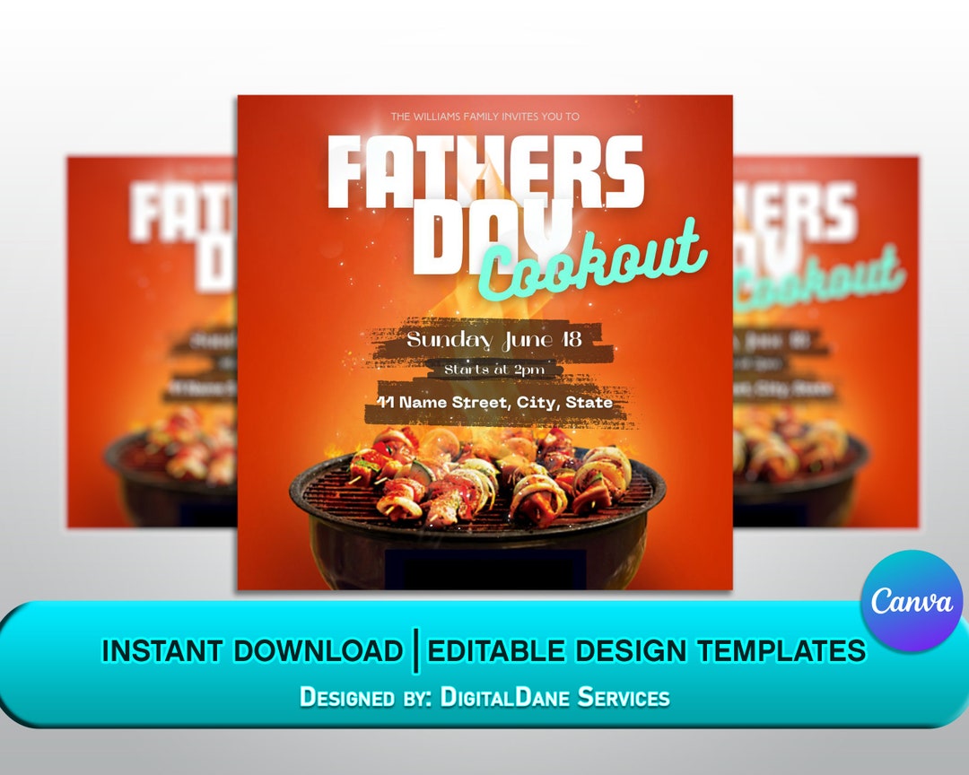 Fathers Day Cookout Flyer, DIY Flyer, Cookout Flyer, Party Flyer, Canva ...