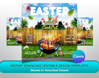 Easter Cookout Flyer: DIY Canva Template (Digital Download)