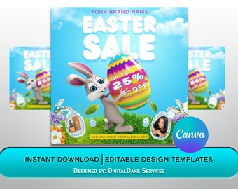 Folleto de venta de Pascua / Anuncio de venta de producto o servicio / Folleto de venta de primavera / Templo de diseño editable DIY Easter Canava / tamaño de redes sociales
