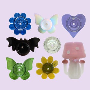 Accessoire bloemenpijp | Vlinderpijp | Hartpijpje | Vleermuispijp | Paddenstoelpijp | Iriserend | Paars | Roze