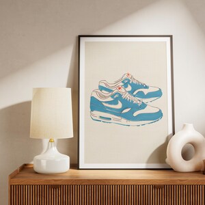 Nike Air Max One Sneaker hype beast Poster | Blue Bold Minimalism Wall Art & hypbeast Printable Decor