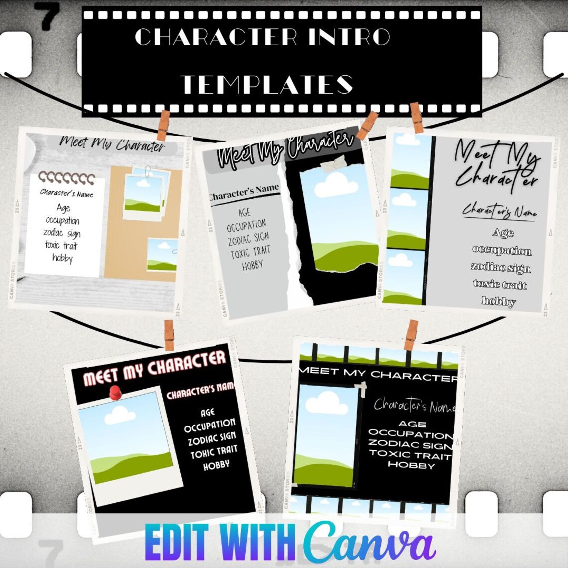 CHARACTER INTRO TEMPLATES Etsy