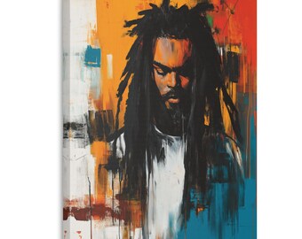Powerful Afro-Urban Abstract Portrait | Black Art Print | Dreadlocks Wall Art | Contemporary Afrocentric Home Decor | Gallery Wrapped Canvas
