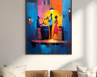 Digital Jazz Art Download – Afro-Urban Music Scene | Printable Black Music Wall Art | Modern Soulful Decor