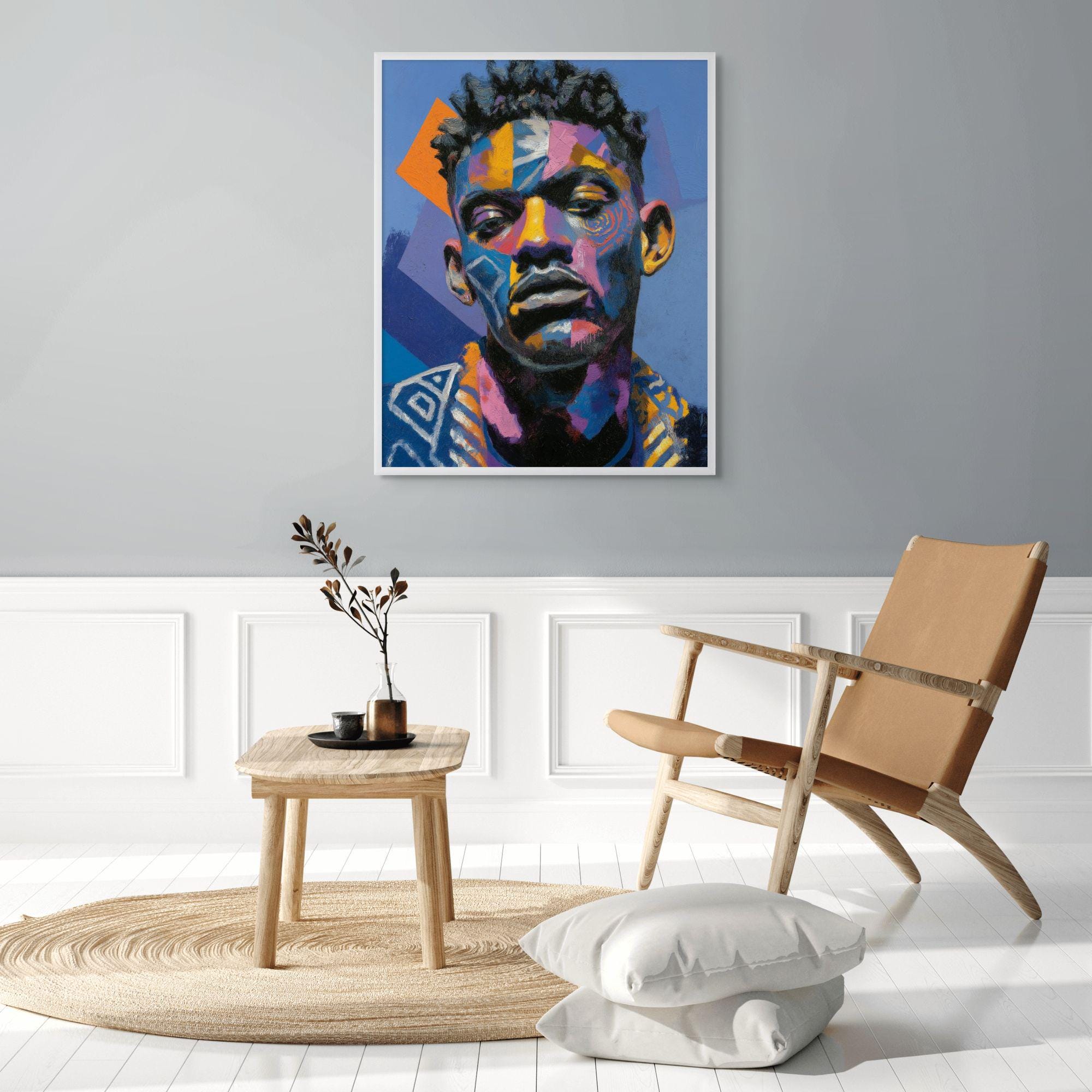 Printable Afrocentric Male Portrait in Bright Colors | Abstract