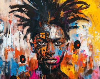 Avant Garde Art - African King, Man with Locks, Instant Digital Download, African Inspired Art, Modern Abstract Art, African Man
