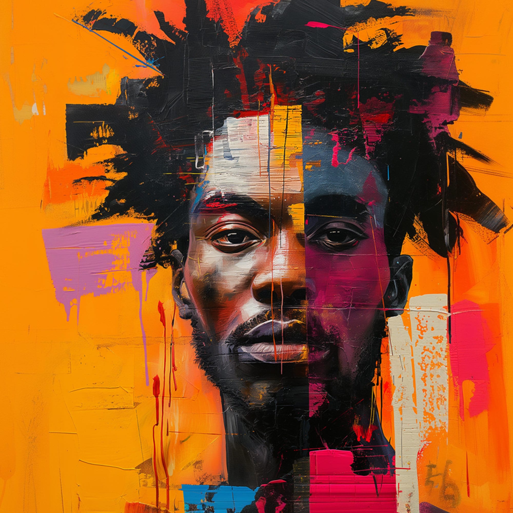 Avant Garde Art Black man, Brother with Locks, Instant Digital Download, African Inspired Art, Modern Abstract Art, African American Man