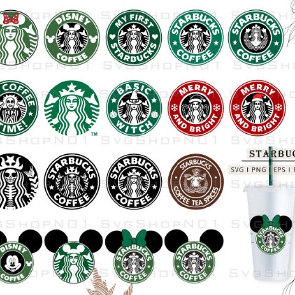 Star Bucks Svg bundle, Christmas Coffee Logo Coffee Brand, Cricut, silhouette