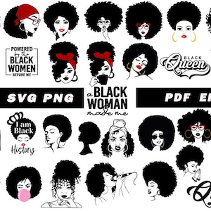 Afro Frau SVG Bundle, Afro Königin SVG, Afro-Amerikaner SVG, schwarze Frau Silhouette