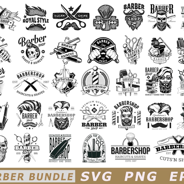 Barber SVG Bundle, Barber Vintage Svg, Barbershop SVG, Hairdresser, Hair Stylist, Barber Shop Logo, Barber Shop Silhouette