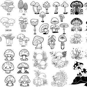 Mushroom Svg Bundle, Mushroom Svg Bundle, Hand Drawn Moon Phases, Magic mushroom svg, Floral Mushroom Clipart, Mushroom Cut Files For Cricut