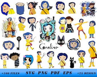 Coraline, Coraline svg, İnstant Download , Svg, Png, Pdf, Eps
