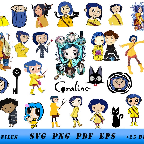 Coraline, Coraline svg, İnstant Download , Svg, Png, Pdf, Eps