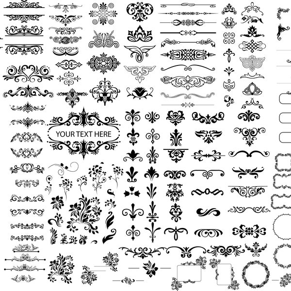 550+ FILES , 185+ Desıgn,  Ornaments Svg, Decorative Elements Svg,  Flourishes Svg, Swirls Svg, Text Divider Svg, Wedding Svg, Frame SVG