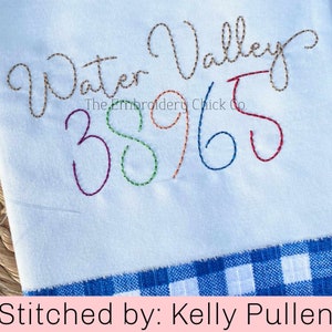 Sunday Vintage Script Font .BX Machine Embroidery Font File Running Stitch Bean Stitch Vintage Style Font Floss Font