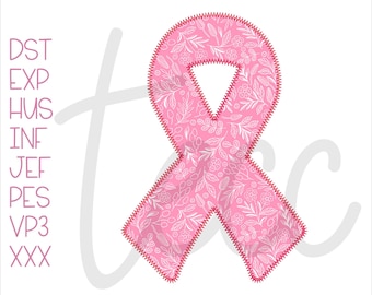 Awareness Ribbon Zigzag Applique: Machine Embroidery Design (Digital Download)