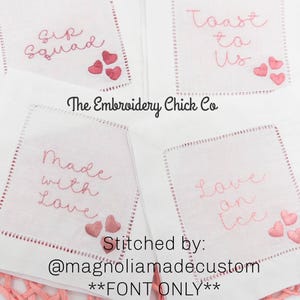 Fuente de bordado a máquina Glee Script Vintage Floss Bean Stitch .BX