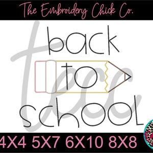 Back to School Pencil Satin Outline - Machine Embroidery Design 4x4 5x7 6x10 8x8