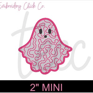 Quilted Ruffle Ghost Applique 2&quot; Mini - Embroidery Design Halloween kid design